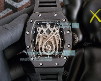 Swiss Quality Richard Mille RM 19-01 Tourbillon Natalie Portman Watch Black Ceramic